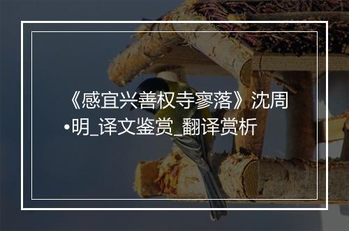 《感宜兴善权寺寥落》沈周•明_译文鉴赏_翻译赏析