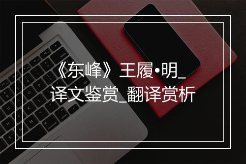 《东峰》王履•明_译文鉴赏_翻译赏析