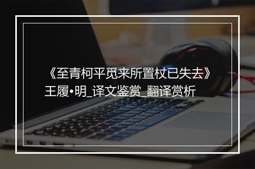 《至青柯平觅来所置杖已失去》王履•明_译文鉴赏_翻译赏析