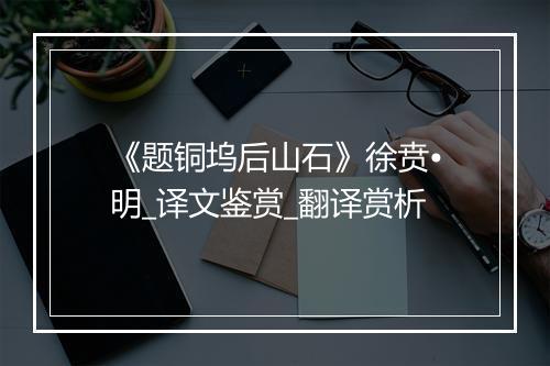 《题铜坞后山石》徐贲•明_译文鉴赏_翻译赏析