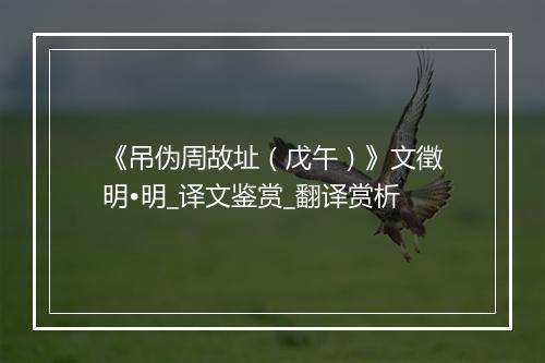 《吊伪周故址（戊午）》文徵明•明_译文鉴赏_翻译赏析