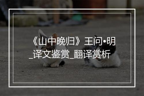 《山中晚归》王问•明_译文鉴赏_翻译赏析