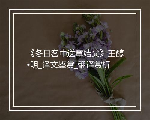 《冬日客中送章结父》王醇•明_译文鉴赏_翻译赏析