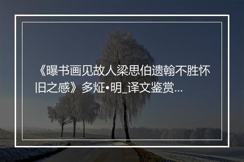 《曝书画见故人梁思伯遗翰不胜怀旧之感》多炡•明_译文鉴赏_翻译赏析