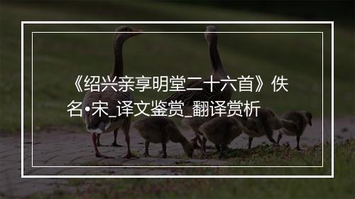 《绍兴亲享明堂二十六首》佚名•宋_译文鉴赏_翻译赏析