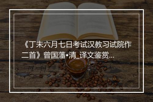 《丁未六月七日考试汉教习试院作二首》曾国藩•清_译文鉴赏_翻译赏析