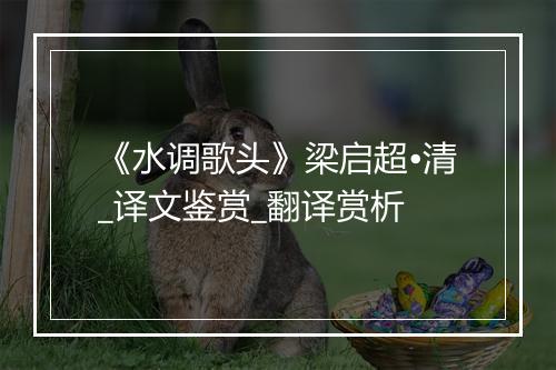 《水调歌头》梁启超•清_译文鉴赏_翻译赏析