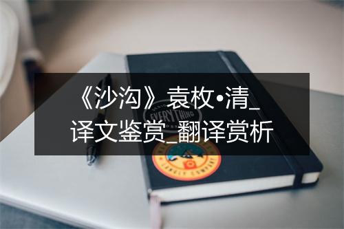 《沙沟》袁枚•清_译文鉴赏_翻译赏析