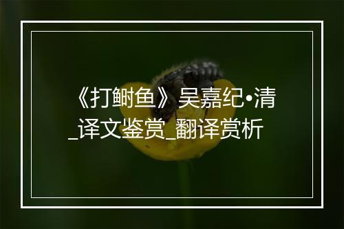 《打鲥鱼》吴嘉纪•清_译文鉴赏_翻译赏析