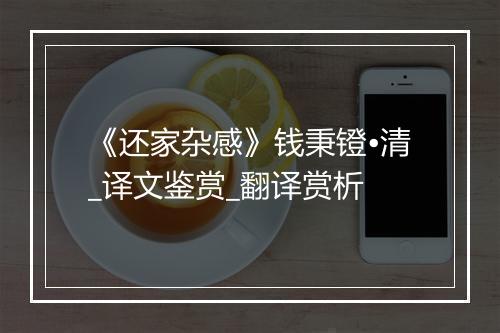 《还家杂感》钱秉镫•清_译文鉴赏_翻译赏析