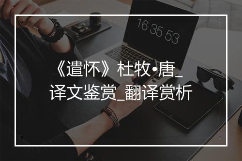 《遣怀》杜牧•唐_译文鉴赏_翻译赏析