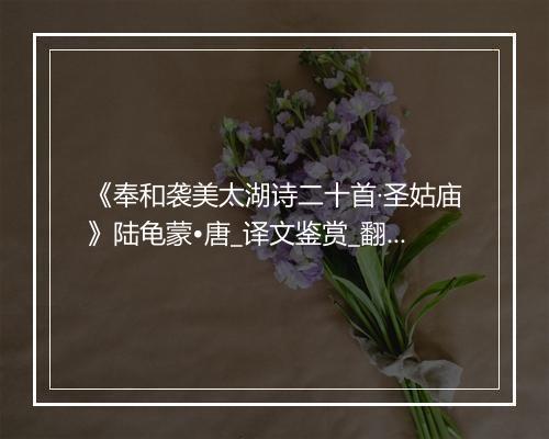 《奉和袭美太湖诗二十首·圣姑庙》陆龟蒙•唐_译文鉴赏_翻译赏析