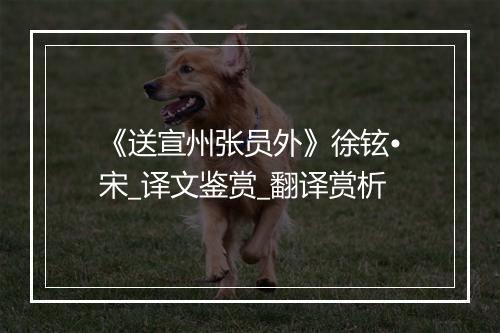 《送宣州张员外》徐铉•宋_译文鉴赏_翻译赏析