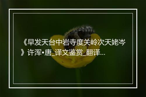 《早发天台中岩寺度关岭次天姥岑》许浑•唐_译文鉴赏_翻译赏析