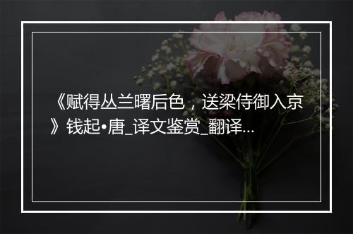 《赋得丛兰曙后色，送梁侍御入京》钱起•唐_译文鉴赏_翻译赏析