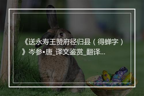 《送永寿王赞府径归县（得蝉字）》岑参•唐_译文鉴赏_翻译赏析