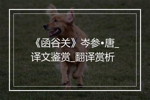 《函谷关》岑参•唐_译文鉴赏_翻译赏析