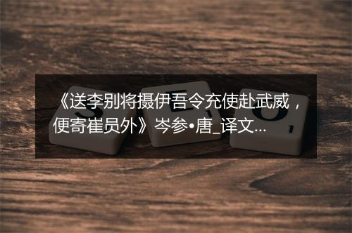 《送李别将摄伊吾令充使赴武威，便寄崔员外》岑参•唐_译文鉴赏_翻译赏析