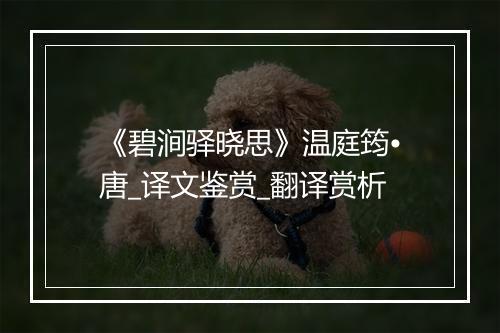 《碧涧驿晓思》温庭筠•唐_译文鉴赏_翻译赏析