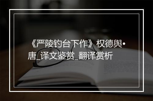 《严陵钓台下作》权德舆•唐_译文鉴赏_翻译赏析