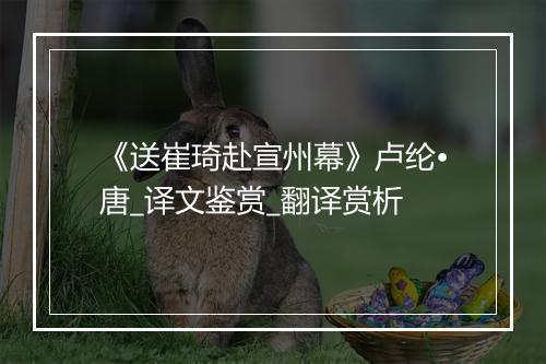 《送崔琦赴宣州幕》卢纶•唐_译文鉴赏_翻译赏析