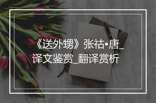 《送外甥》张祜•唐_译文鉴赏_翻译赏析