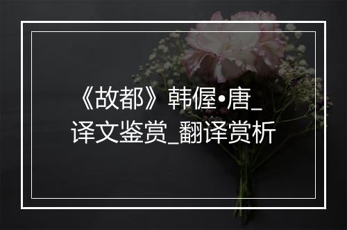 《故都》韩偓•唐_译文鉴赏_翻译赏析