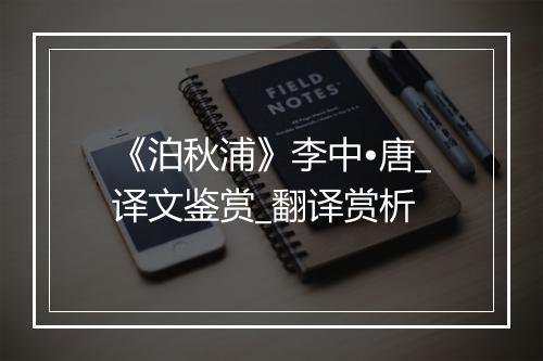 《泊秋浦》李中•唐_译文鉴赏_翻译赏析