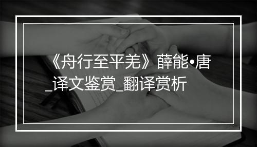 《舟行至平羌》薛能•唐_译文鉴赏_翻译赏析