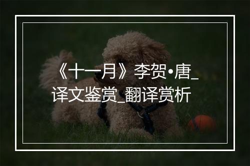 《十一月》李贺•唐_译文鉴赏_翻译赏析