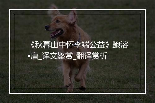 《秋暮山中怀李端公益》鲍溶•唐_译文鉴赏_翻译赏析