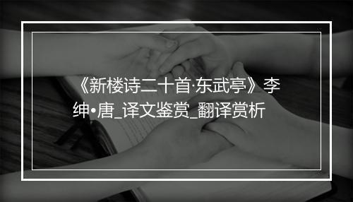 《新楼诗二十首·东武亭》李绅•唐_译文鉴赏_翻译赏析