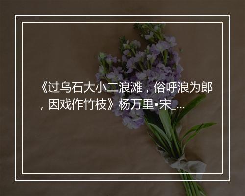 《过乌石大小二浪滩，俗呼浪为郎，因戏作竹枝》杨万里•宋_译文鉴赏_翻译赏析