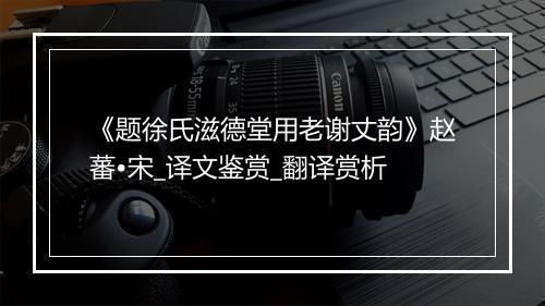 《题徐氏滋德堂用老谢丈韵》赵蕃•宋_译文鉴赏_翻译赏析