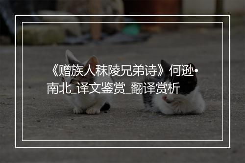 《赠族人秣陵兄弟诗》何逊•南北_译文鉴赏_翻译赏析