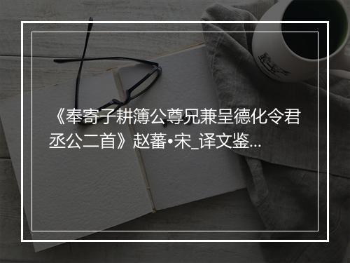 《奉寄子耕簿公尊兄兼呈德化令君丞公二首》赵蕃•宋_译文鉴赏_翻译赏析