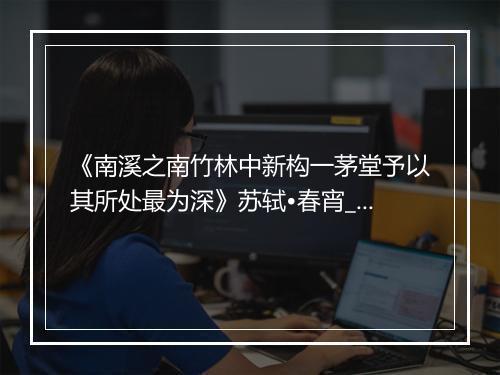 《南溪之南竹林中新构一茅堂予以其所处最为深》苏轼•春宵_译文鉴赏_翻译赏析