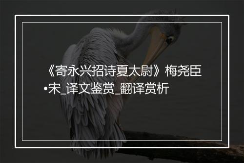 《寄永兴招诗夏太尉》梅尧臣•宋_译文鉴赏_翻译赏析