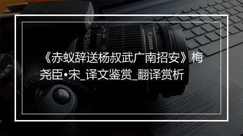 《赤蚁辞送杨叔武广南招安》梅尧臣•宋_译文鉴赏_翻译赏析