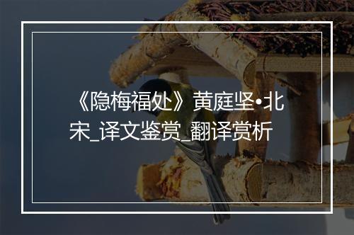 《隐梅福处》黄庭坚•北宋_译文鉴赏_翻译赏析