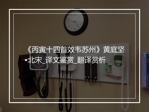 《丙寅十四首效韦苏州》黄庭坚•北宋_译文鉴赏_翻译赏析