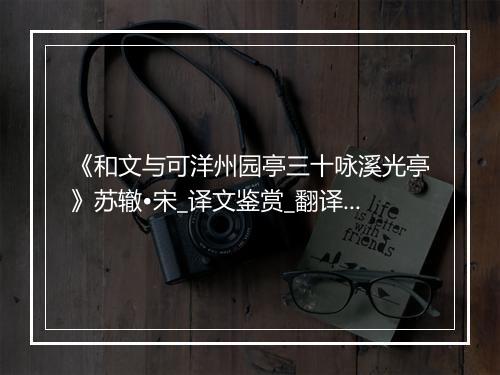 《和文与可洋州园亭三十咏溪光亭》苏辙•宋_译文鉴赏_翻译赏析