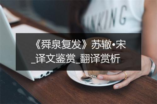 《舜泉复发》苏辙•宋_译文鉴赏_翻译赏析