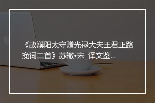 《故濮阳太守赠光禄大夫王君正路挽词二首》苏辙•宋_译文鉴赏_翻译赏析