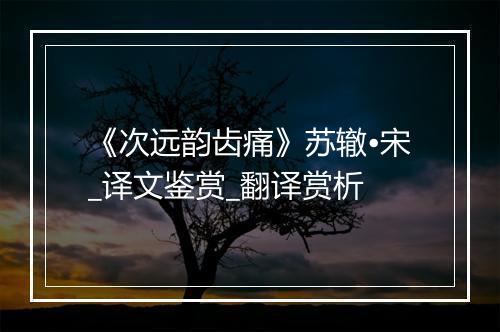 《次远韵齿痛》苏辙•宋_译文鉴赏_翻译赏析