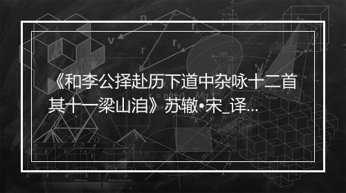 《和李公择赴历下道中杂咏十二首其十一梁山洎》苏辙•宋_译文鉴赏_翻译赏析