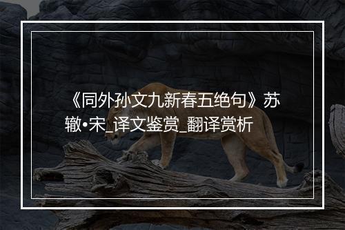 《同外孙文九新春五绝句》苏辙•宋_译文鉴赏_翻译赏析