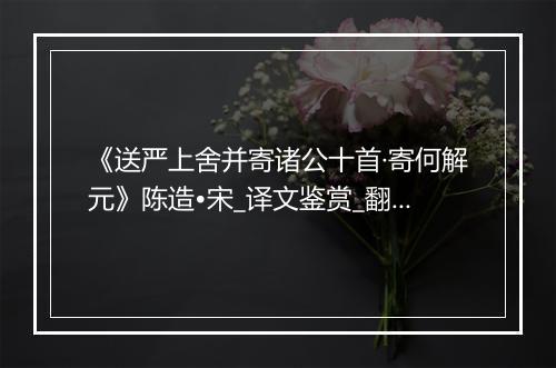 《送严上舍并寄诸公十首·寄何解元》陈造•宋_译文鉴赏_翻译赏析