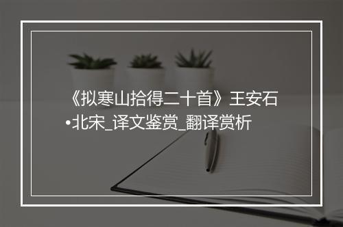 《拟寒山拾得二十首》王安石•北宋_译文鉴赏_翻译赏析