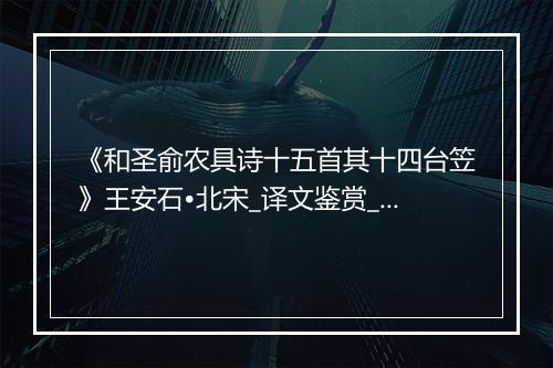 《和圣俞农具诗十五首其十四台笠》王安石•北宋_译文鉴赏_翻译赏析